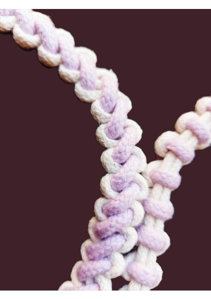 Köpek gezdirme kayışı boyun tasmalı set makrome örgü krem lila boyun ölçüsü:27-35cm ayarlamalı dog collar TB6-4S