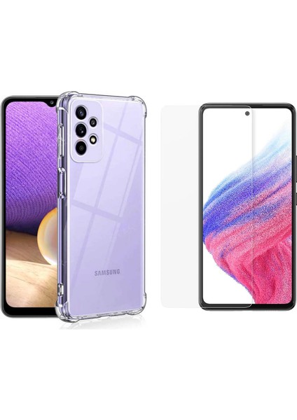 Samsung Galaxy A53 5g ile Uyumlu Şeffaf Köşeleri Korumalı Kılıf ve Temperli Cam Ekran Koruyucu