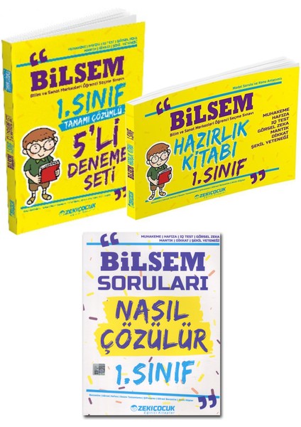 Zeki Çocuk Bilsem 1.Sınıf Hazırlık Kitabı, Deneme ve Bilsem Soruları Nasıl Çözülür Kitabı
