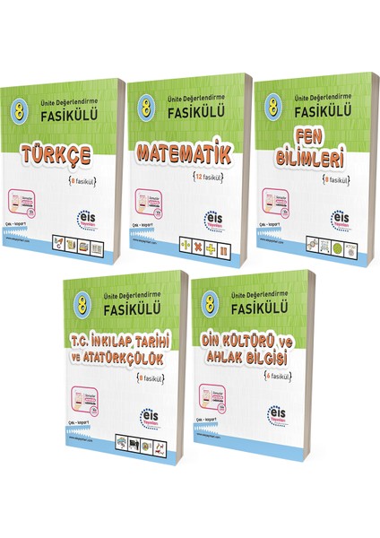 8.Sınıf LGS Türkçe Matematik Fen Inkılap Din Kültürü Ünite Değerlendirme Fasikülü Eis Yayınları