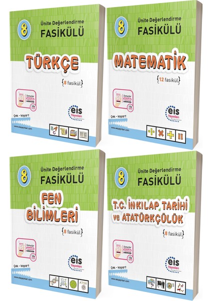 8.Sınıf LGS Türkçe Matematik Fen Bilimleri Inkılap Ünite Değerlendirme Fasikülü Eis Yayınları