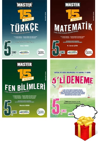 5. Sınıf Master Türkçe Matematik Fen Bilimleri 15'li Deneme ve 5'li Deneme Okyanus Yayınları