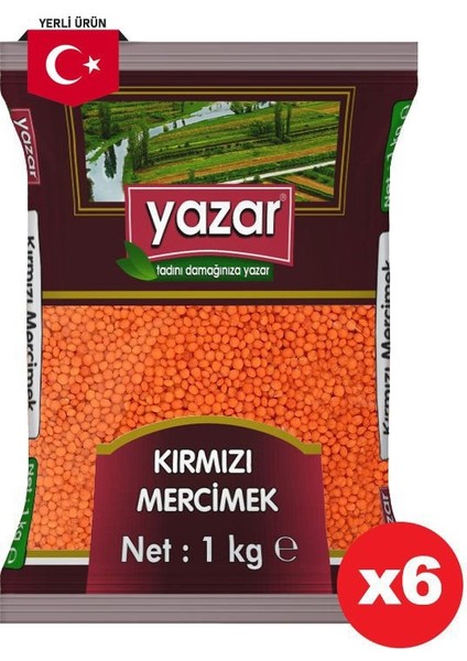 Yerli Kırmızı Mercimek 1 Kg. x 6 Adet