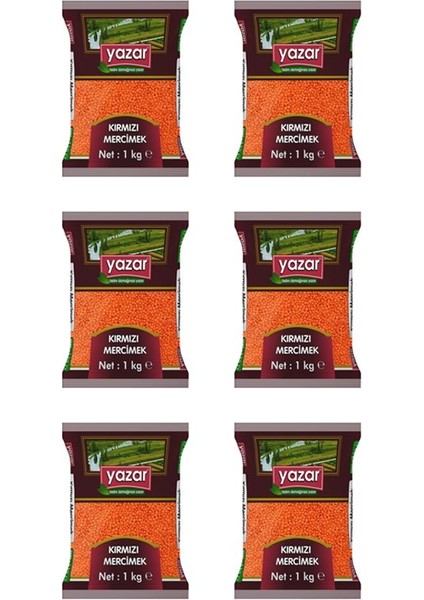 Yerli Kırmızı Mercimek 1 Kg. x 6 Adet