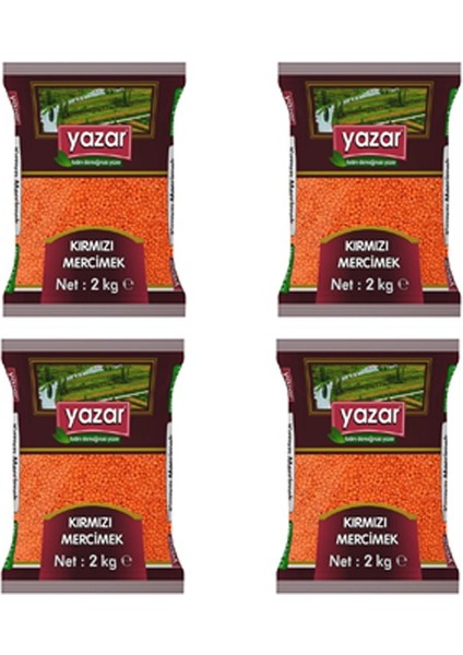 Yerli Kırmızı Mercimek 2 Kg. x 4 Paket