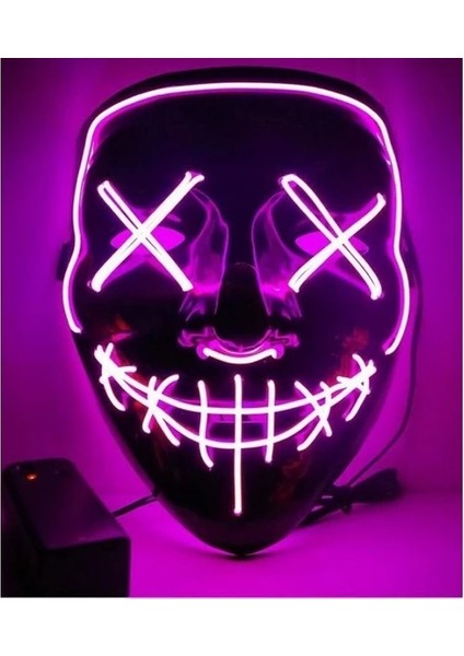 Hallowen LED Işıklı Neon Maske 3 Modlu Parti Eğlence Maskesi