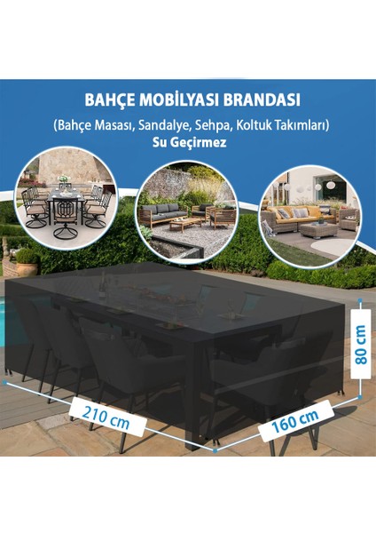 Bahçe Mobilya Koruma Örtüsü Branda 210X160X80 cm Su Geçirmez