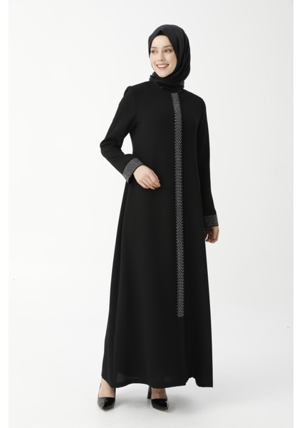Siyah Balıksırtı Taşlı Nakışlı Anne Ferace 9378-22 fiyatları
