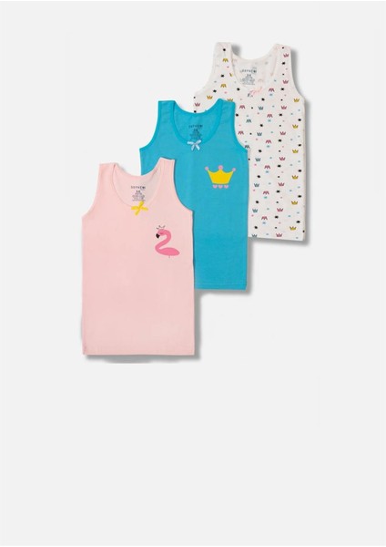 Prenses Flamingo Desen Baskılı Penye Elastan Kız Çocuk 3'lü Boxer Set