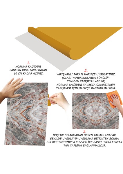 Kendinden Yapışkanlı Katlı Mermer Desenli Pvc Panel 41X62 cm (4 Adet) 1 M²
