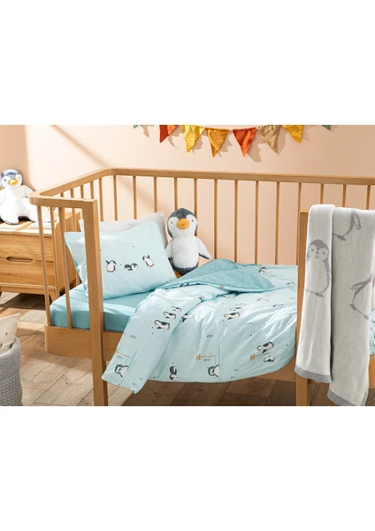 English Home Little Penguin Pamuklu Bebe Nevresım Takımı 100 x 150 cm Mint