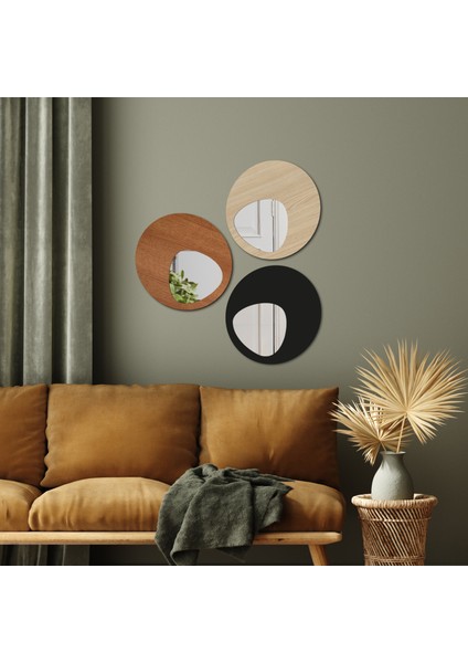 Elips Design 3 Parçalı Aynalı Duvar Dekorasyonu, Farklı Renk Seçenekleriyle, Zamansız Tasarımlar fiyatları
