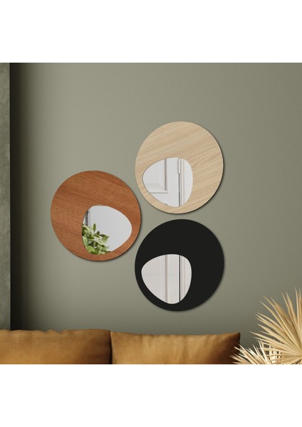 Elips Design 3 Parçalı Aynalı Duvar Dekorasyonu, Farklı Renk Seçenekleriyle, Zamansız Tasarımlar modelleri