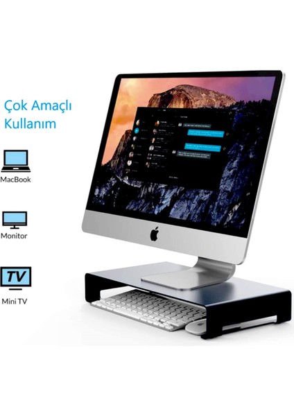 Çok Amaçlı Monitör Laptop Notebook Standı Yükseltici Sehpa Siyah Metal