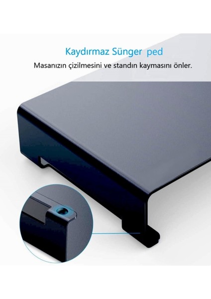 Çok Amaçlı Monitör Laptop Notebook Standı Yükseltici Sehpa Siyah Metal