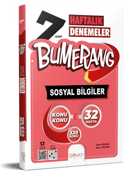 Günay Yayınları Bumerang Haftalık Denemeler 7. Sınıf Sosyal Bilgiler (2022-2023)