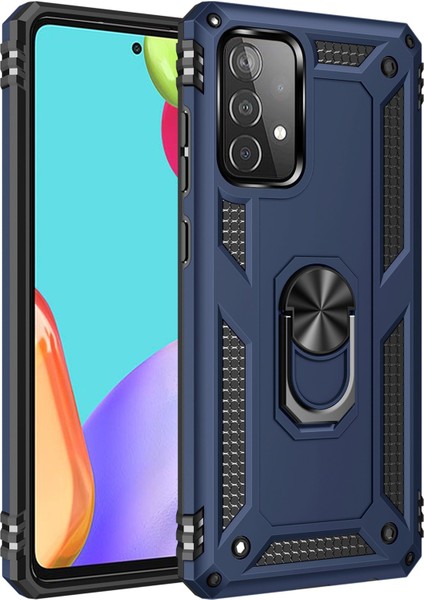 Samsung Galaxy A52 Kılıf Sofya Yüzüklü Silikon Kapak - Lacivert 300099