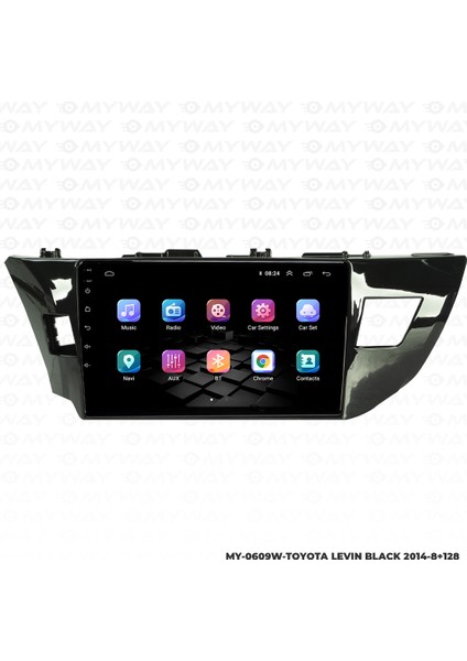 Toyota Levin Black Android Carplay Multimedya Navigasyon Ekran Teyp 8GB+128GB
