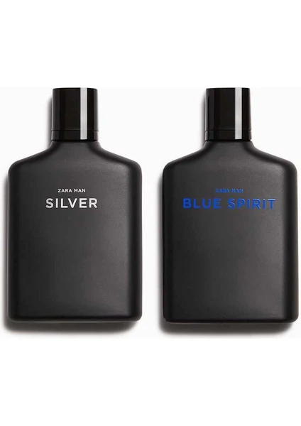 Zara man Silver Edt 100 ml + Man Blue Spırıt Edt 100 ml (3,38 Fl. Oz) Erkek Ikili Parfüm Seti