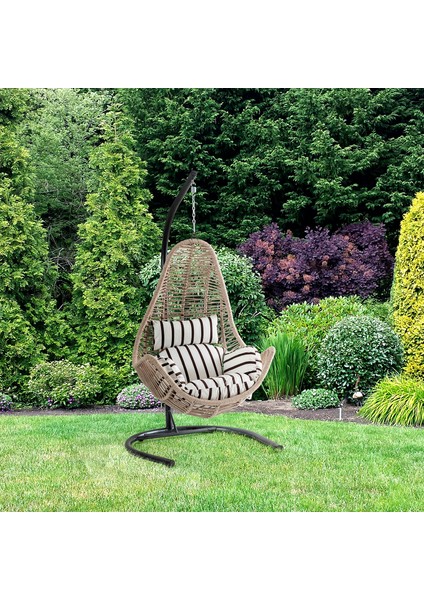 Zen İp Salıncak Krem Zebra Kahve Oturum