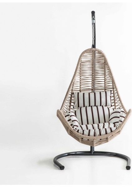 Zen İp Salıncak Krem Zebra Kahve Oturum