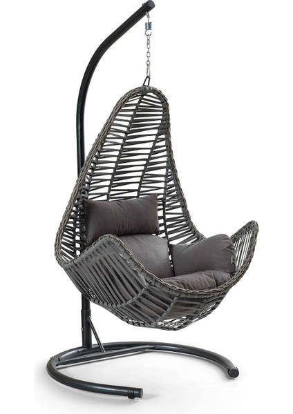 Zen Rattan Salıncak Gri Gri Oturum
