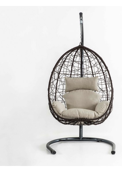 Deco Rattan Salıncak Kahve Krem Oturum