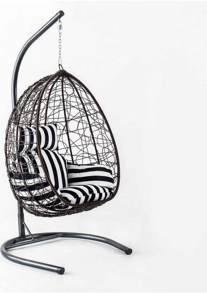 Deco Rattan Salıncak Kahve Siyah Zebra Oturum