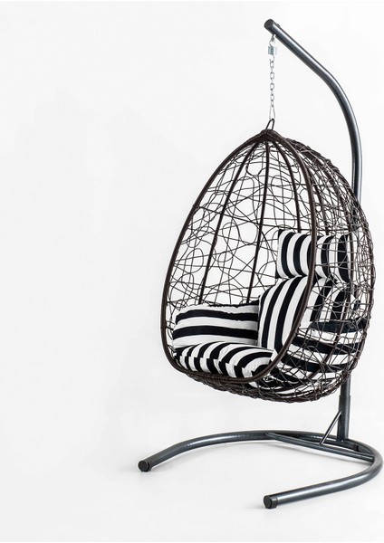 Deco Rattan Salıncak Kahve Siyah Zebra Oturum
