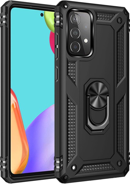 Samsung Galaxy A52 Kılıf Sofya Yüzüklü Silikon Kapak - Siyah 300099