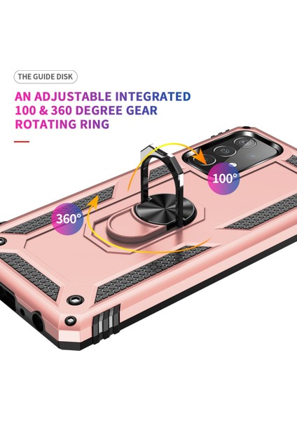 Samsung Galaxy A52 Kılıf Sofya Yüzüklü Silikon Kapak - Rose 300099
