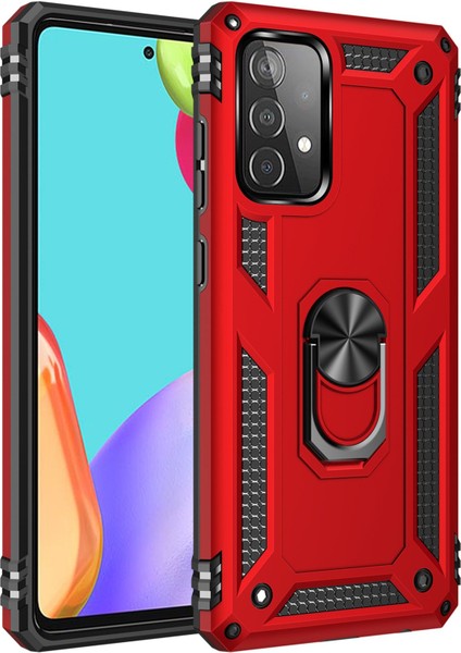 Samsung Galaxy A52 Kılıf Sofya Yüzüklü Silikon Kapak - Kırmızı 300099