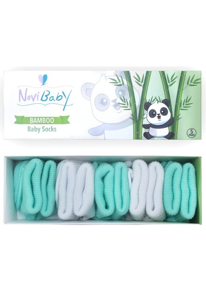 5'li Bambu Yenidoğan Bebek Çorabı I Minty I 0-6 Ay