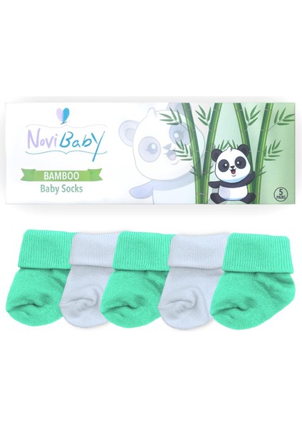 5'li Bambu Yenidoğan Bebek Çorabı I Minty I 0-6 Ay