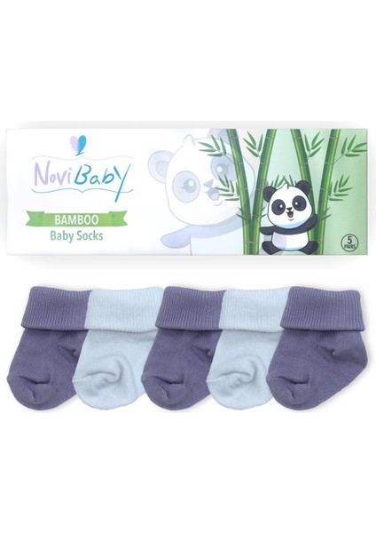 5'li Bambu Yenidoğan Bebek Çorabı I Cloudy I 0-6 Ay