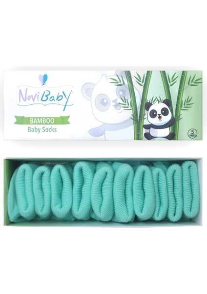 5'li Bambu Yenidoğan Bebek Çorabı I Sea Green I 0-6 Ay