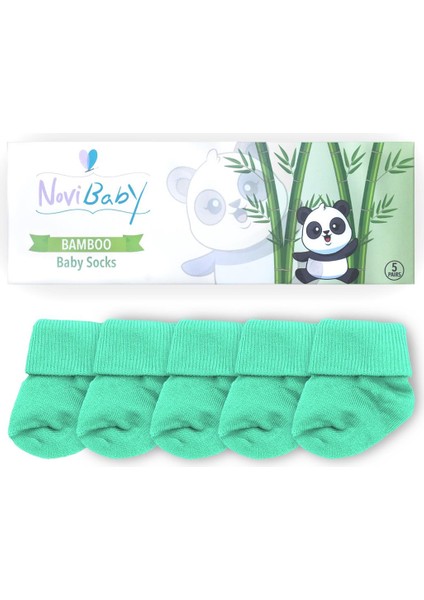 5'li Bambu Yenidoğan Bebek Çorabı I Sea Green I 0-6 Ay