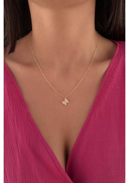 14 Ayar Altın Taşlı Kelebek Kolye fiyatları