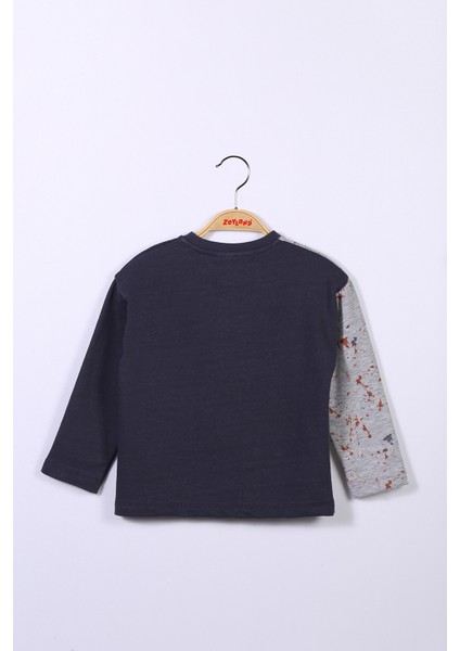 Erkek Çocuk Parçalı Gri Sweatshirt (6-12YAŞ)