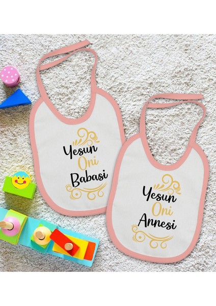 Kids Yesun Oni Annesi ve Babasi Tasarımlı 2’li Pembe Mama Önlüğü-1 fiyatları