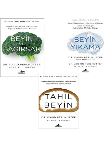 Tahıl Beyin - Beyin ve Bağırsak - Beyin Yıkama / 3 Kitap Set - David Perlmutter