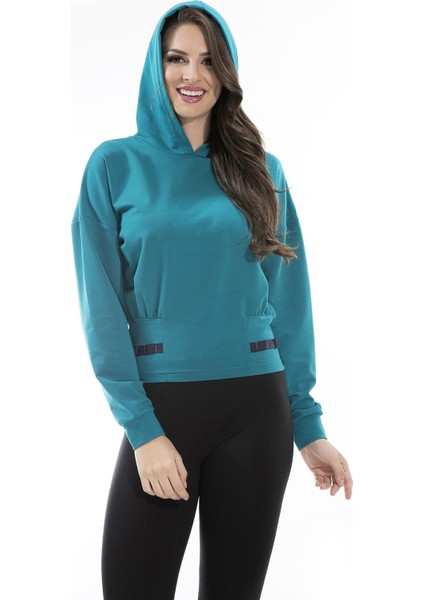 Kapüşonlu Bel Detaylı Sweatshirt (B20-16790)