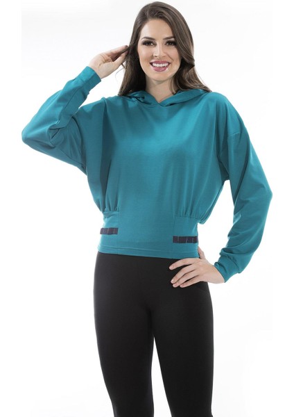 Kapüşonlu Bel Detaylı Sweatshirt (B20-16790)