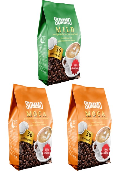 Senseo Pads Kahve Kapsülü Mild 36'lı + Moca 2 x 36'lı