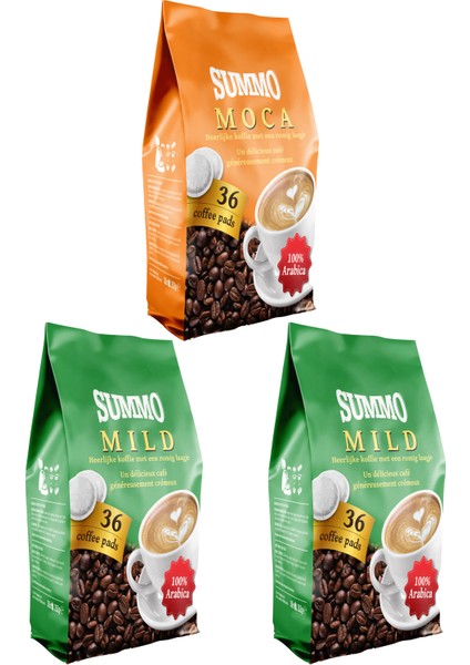Senseo Pad Kahve Kapsülü Moca 36'lı + Mild 2 x 36'lı