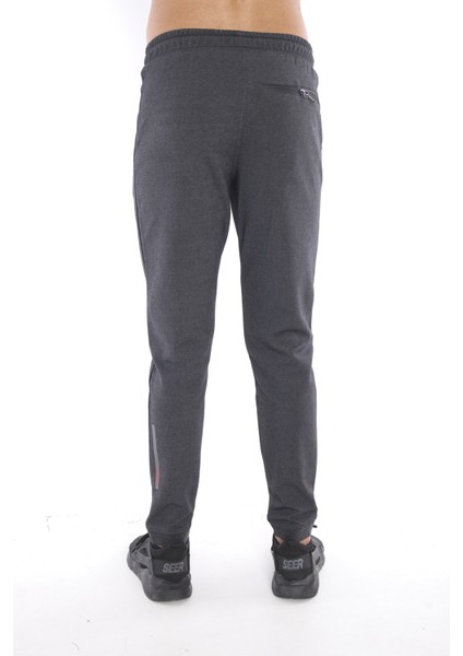 Erkek Spor Siyah Diagonel Kumaş Eşofman Altı - B1082
