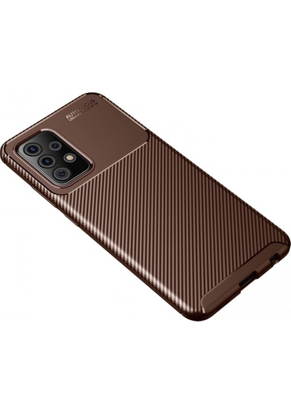 Samsung Galaxy A52 Kılıf Focus Karbon Silikon - Kahverengi 300099