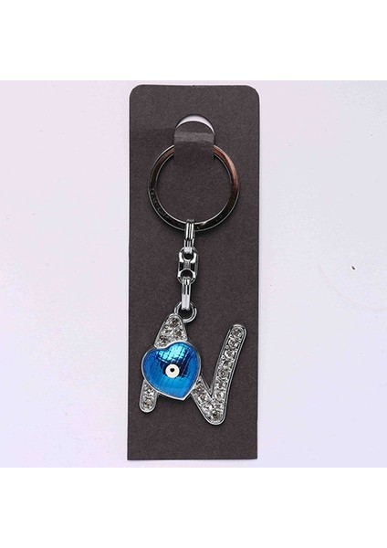 Nazar Boncuklu Krom ve Taşlı( N Harfi) ANAHTARLIK-ANAH502