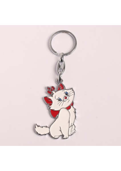 Kedi Tasarımlı Metal ANAHTARLIK-BEYAZ-ANAH411