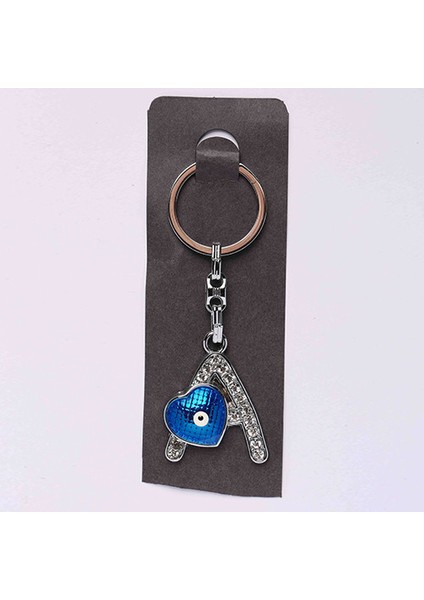 Nazar Boncuklu Krom ve Taşlı( A Harfi) ANAHTARLIK-ANAH497